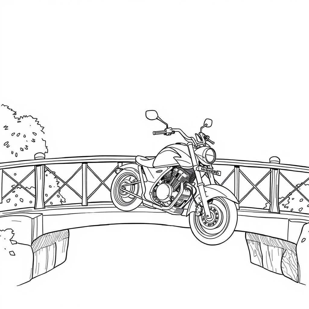Moto Passando por uma Ponte