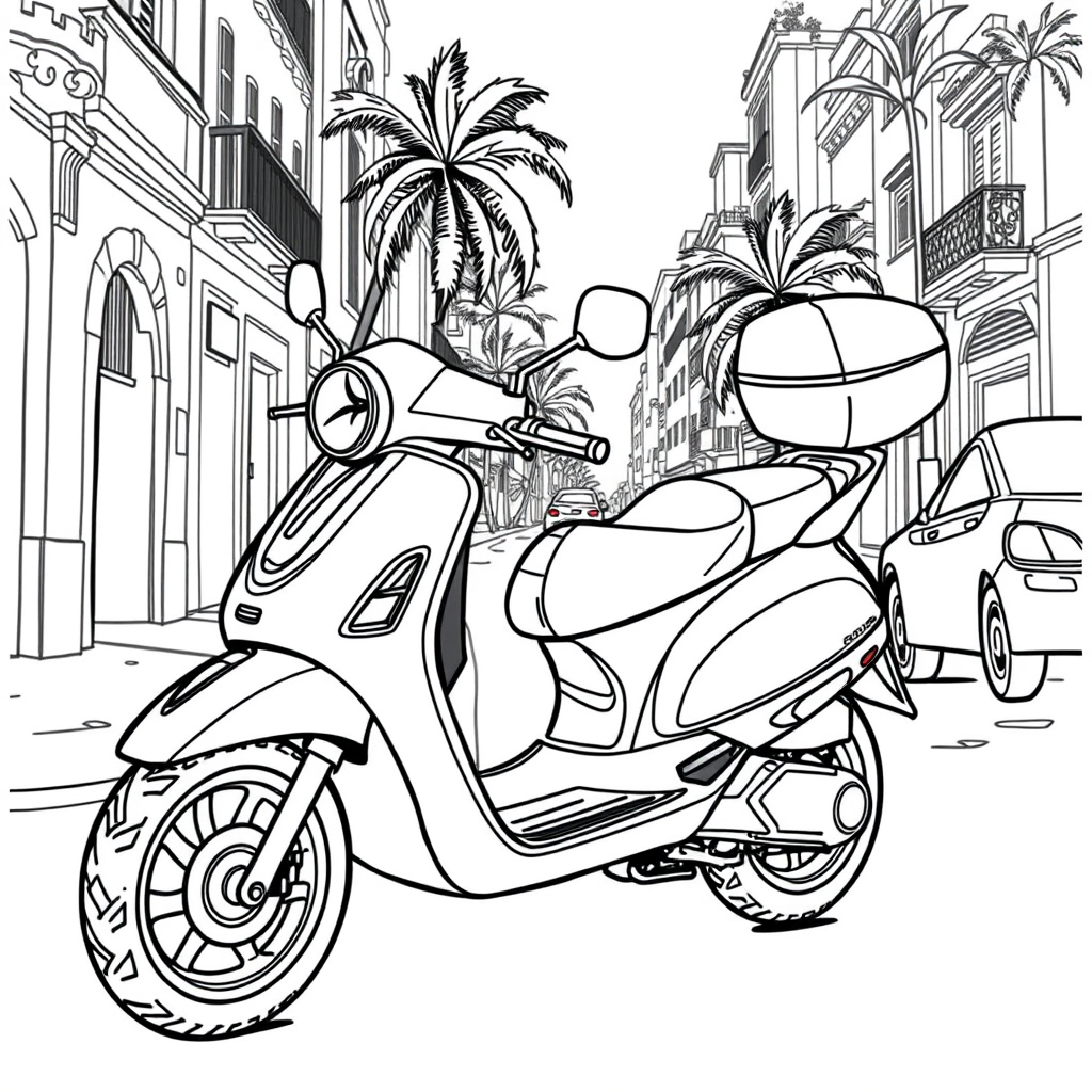 Moto Scooter em uma Rua da Cidade