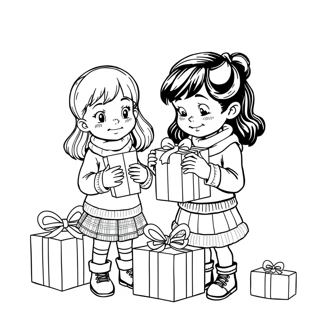 Crianças Abrindo Presentes de Natal