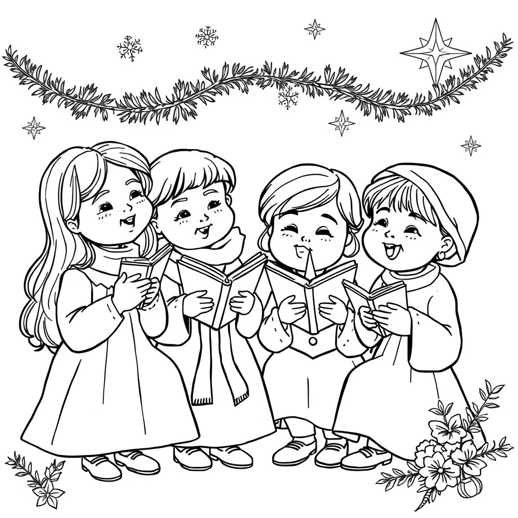 Crianças Cantando Canções de Natal