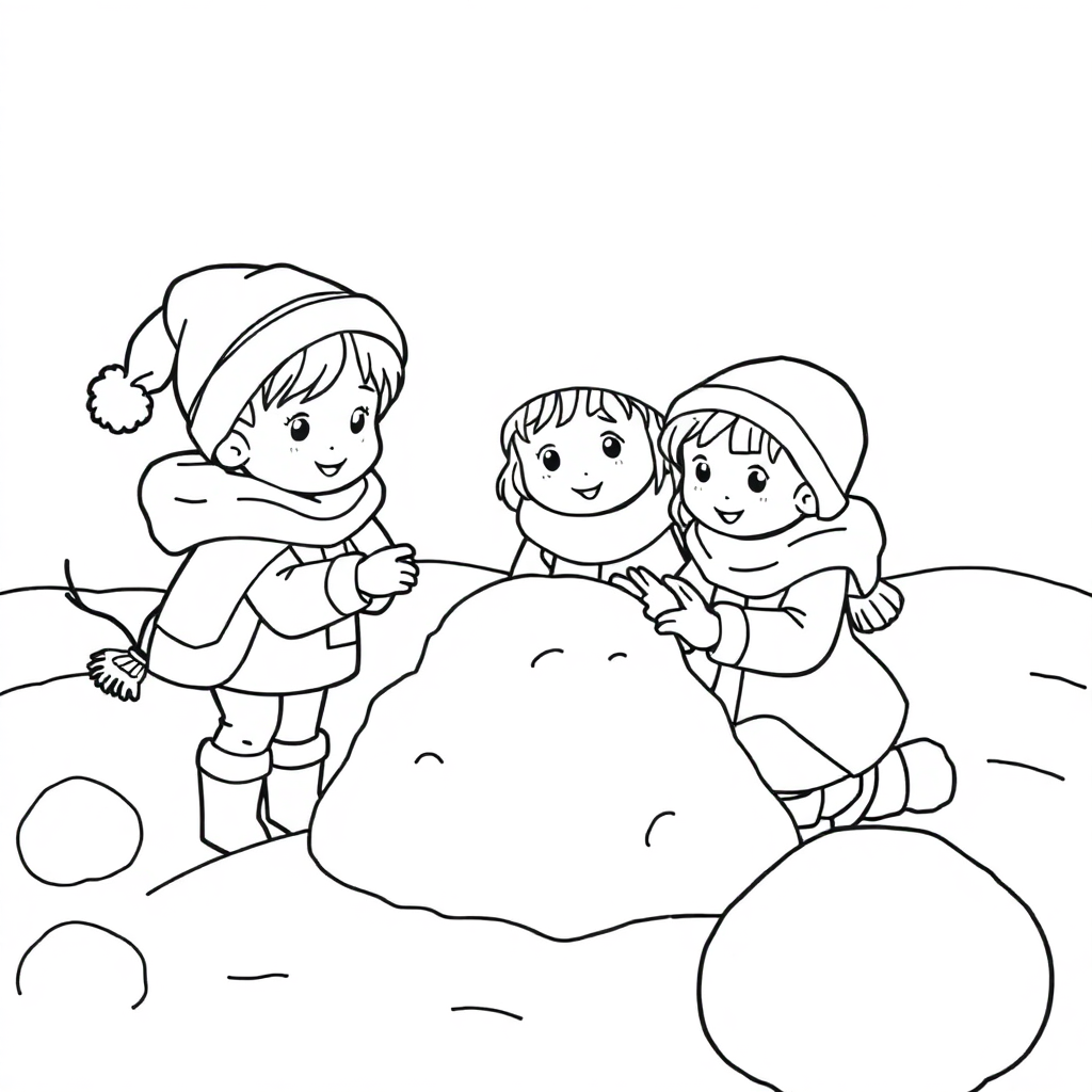 Crianças Fazendo Boneco de Neve