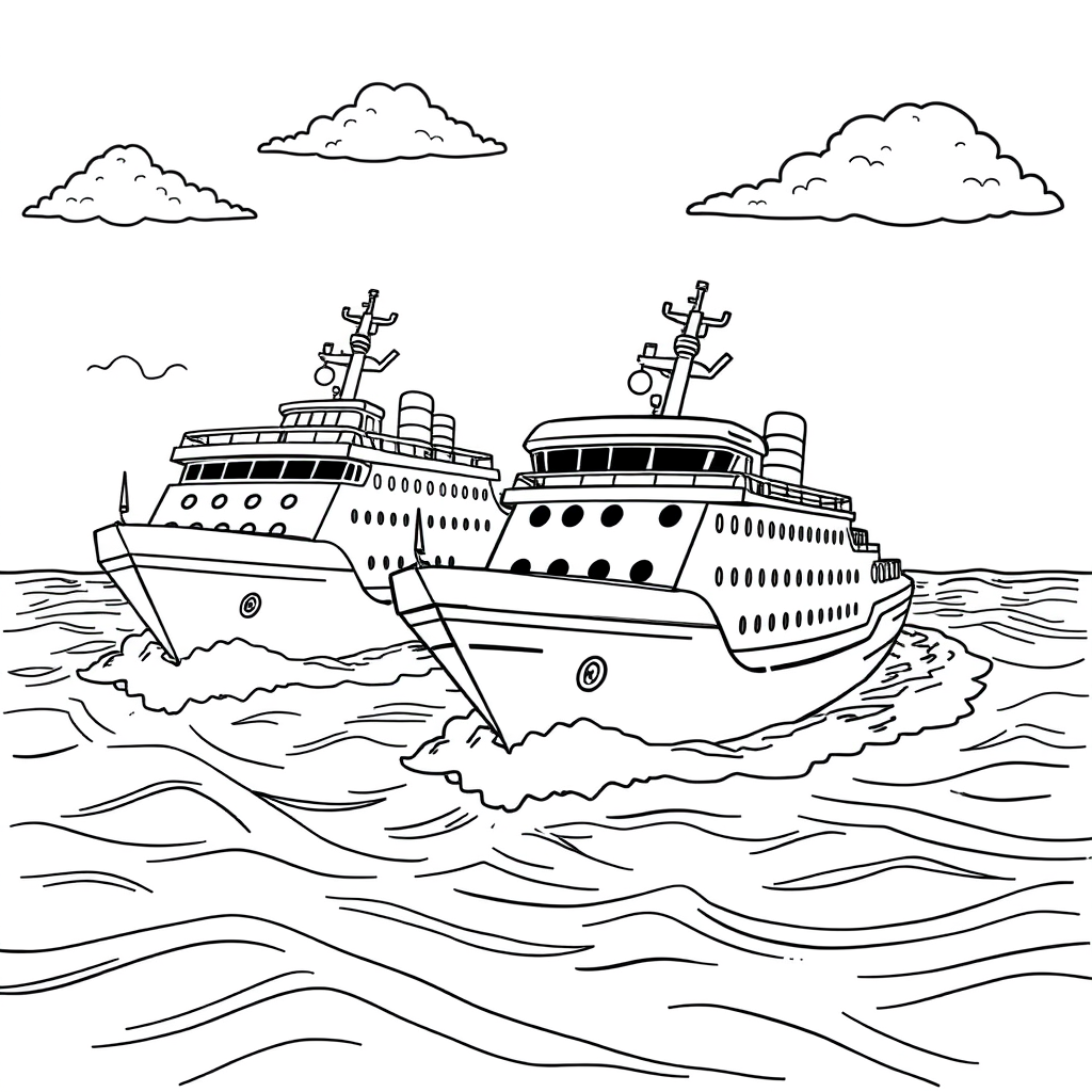 Dois Navios Navegando no Oceano