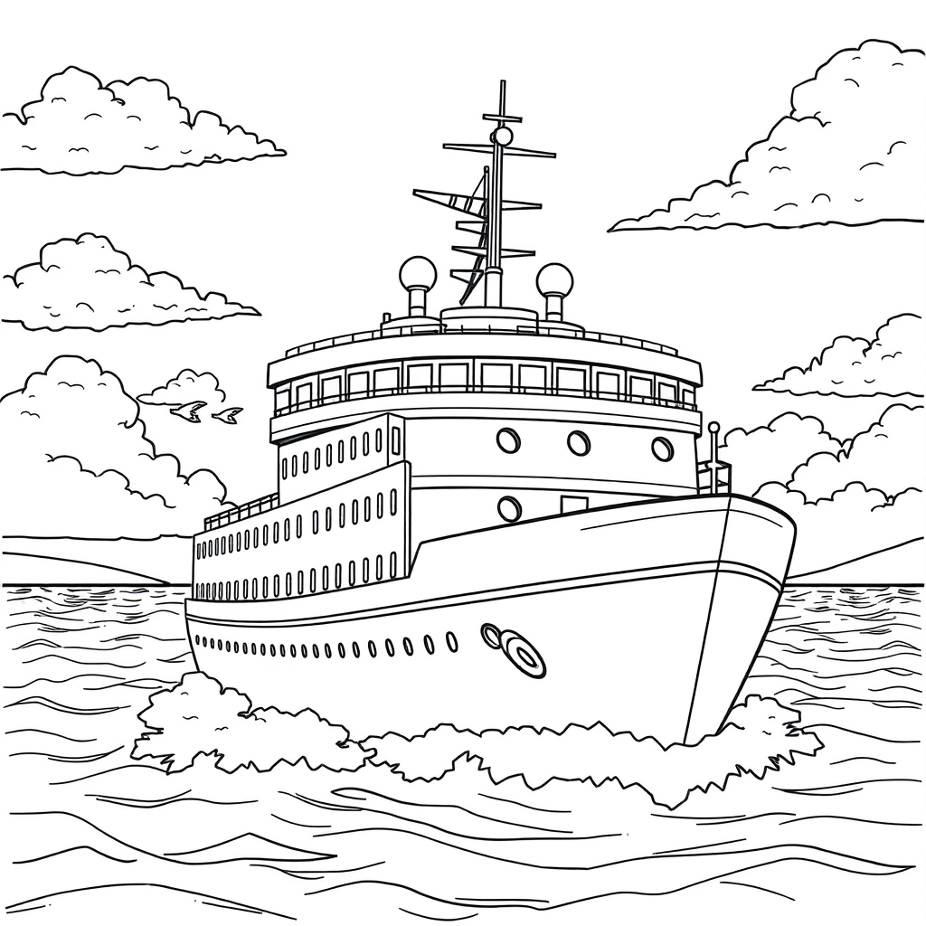 Grande Navio em uma Viagem pelo Mar