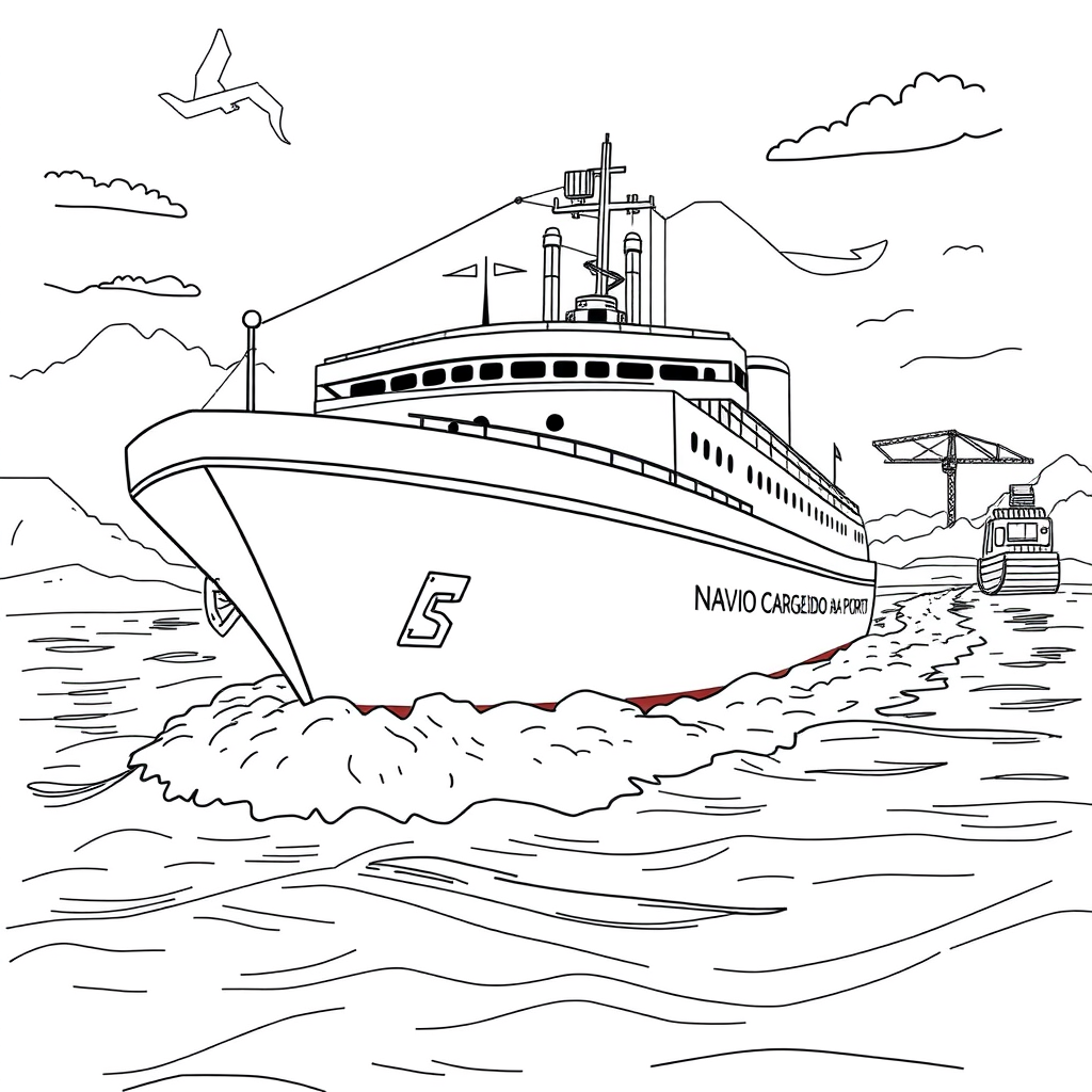 Navio Cargueiro Chegando ao Porto