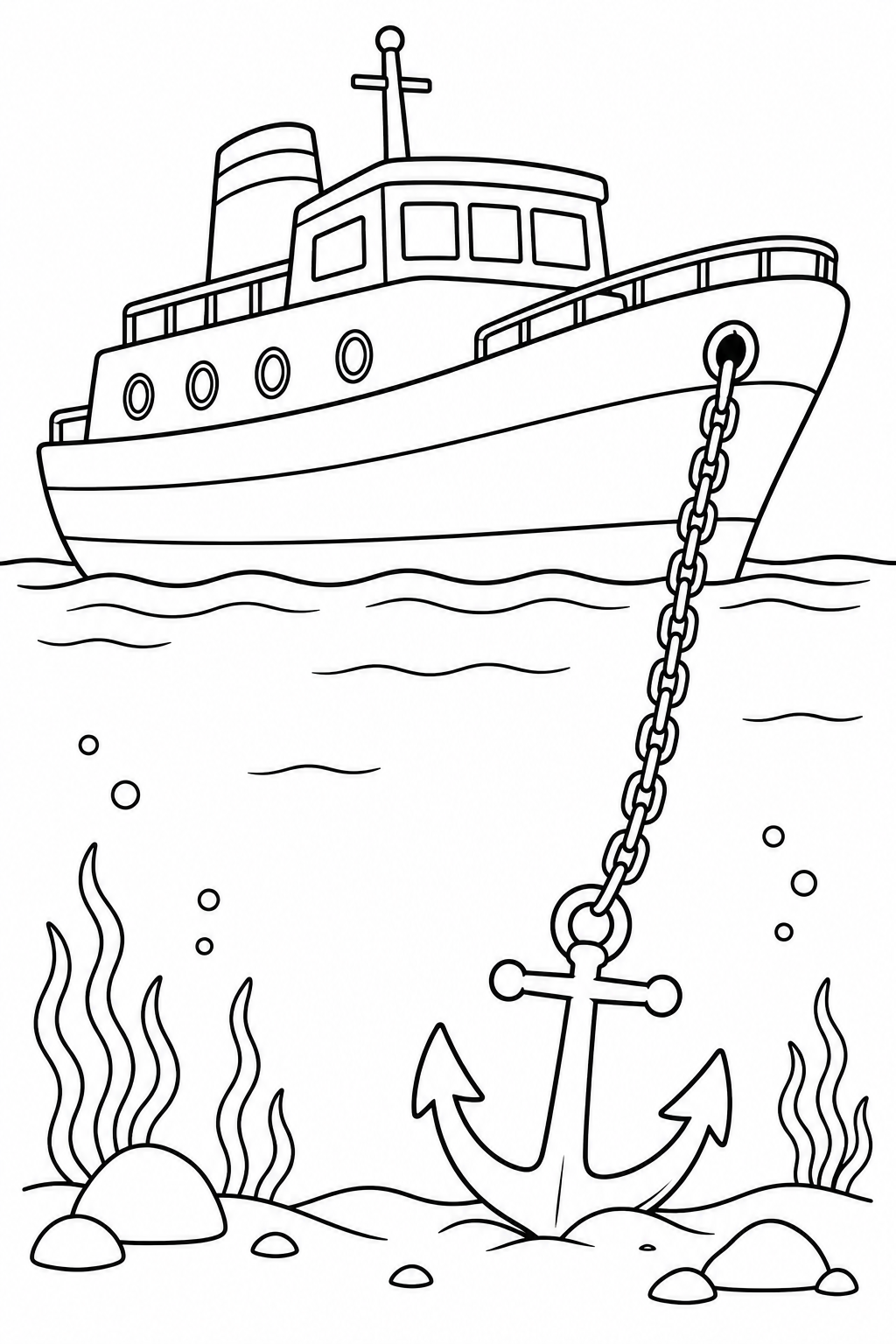 Navio com Âncora Baixada
