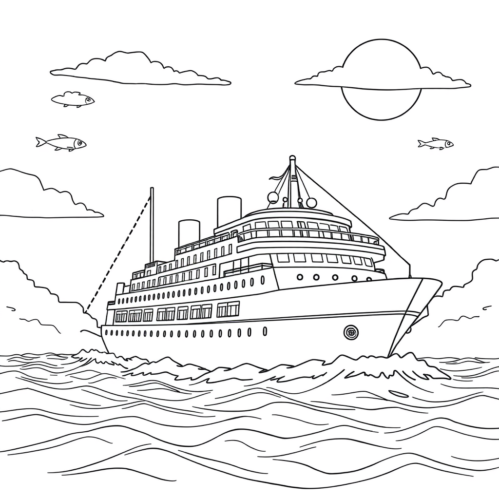 Navio de Cruzeiro Navegando no Oceano