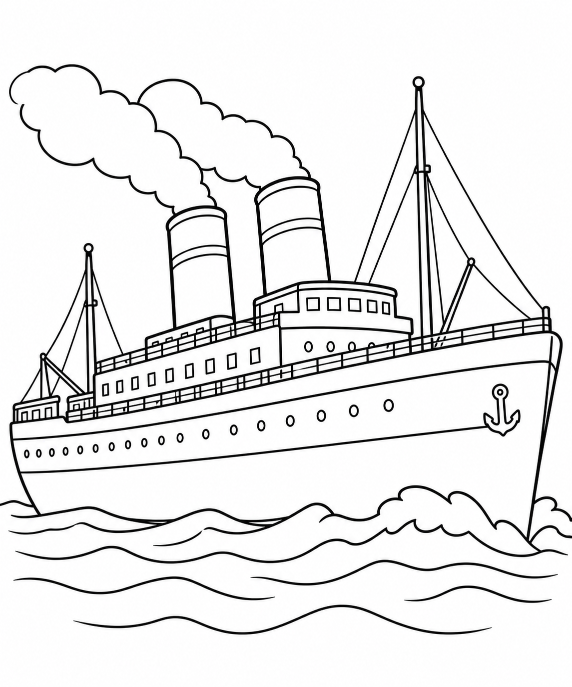 Navio Histórico com Grandes Chaminés