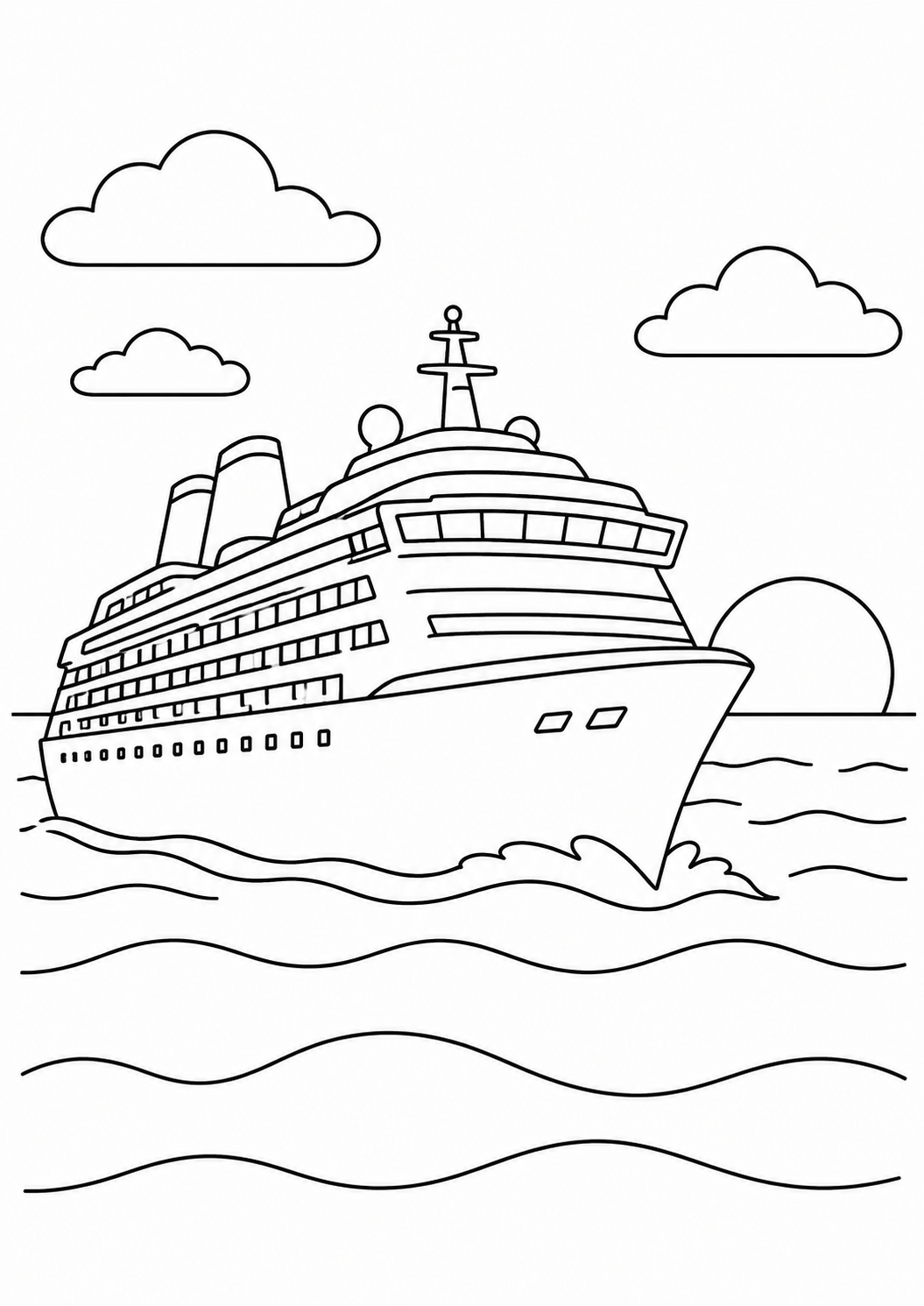 Navio Navegando ao Pôr do Sol