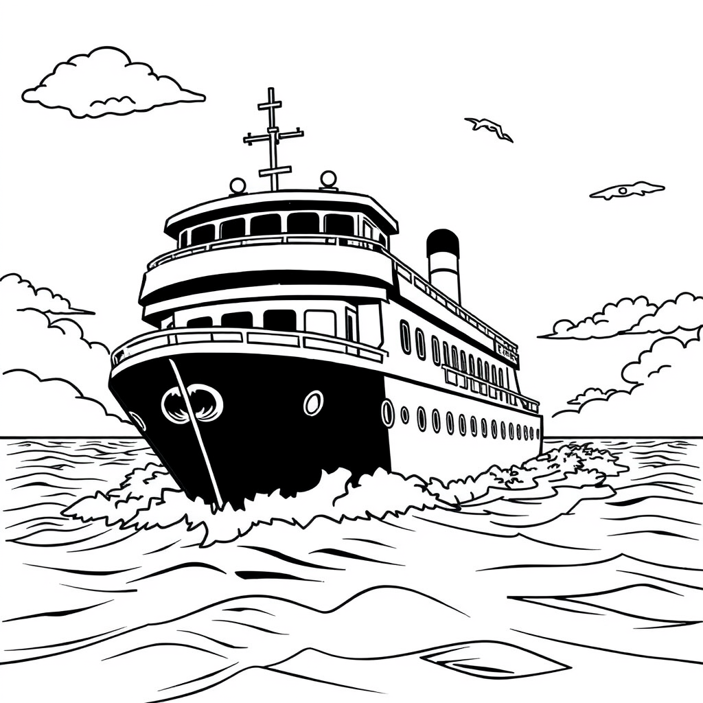 Navio Navegando em Mar Aberto