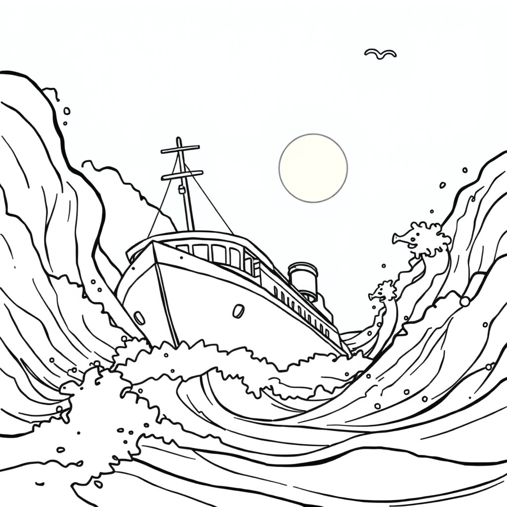 Navio Navegando entre Grandes Ondas