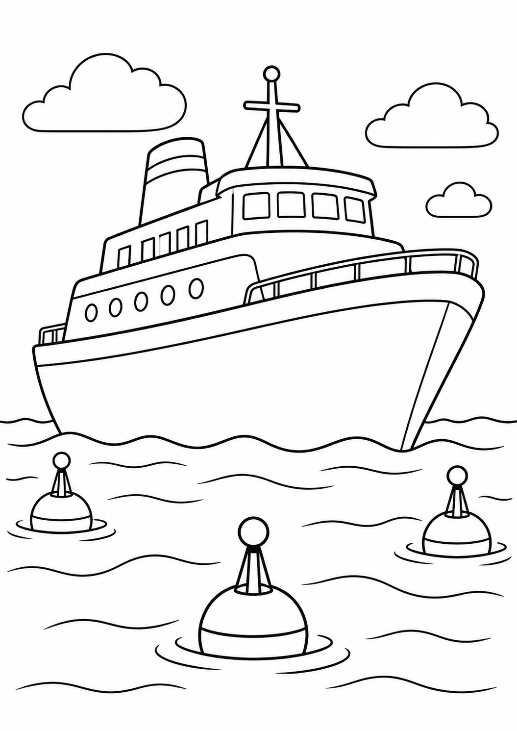 Navio Perto de Boias Marítimas