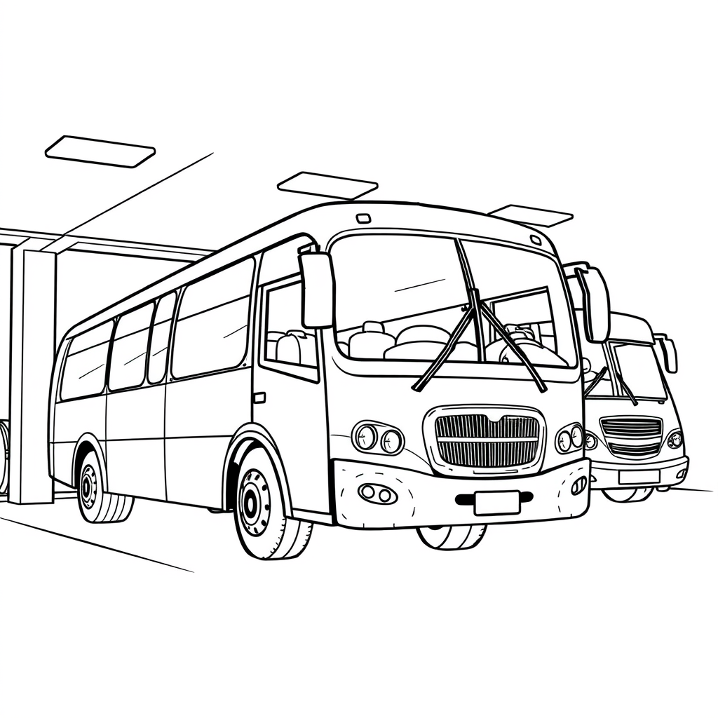 Garagem com Vários Ônibus
