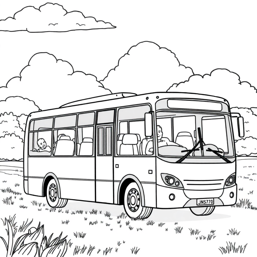 Ônibus em uma Viagem pelo Campo