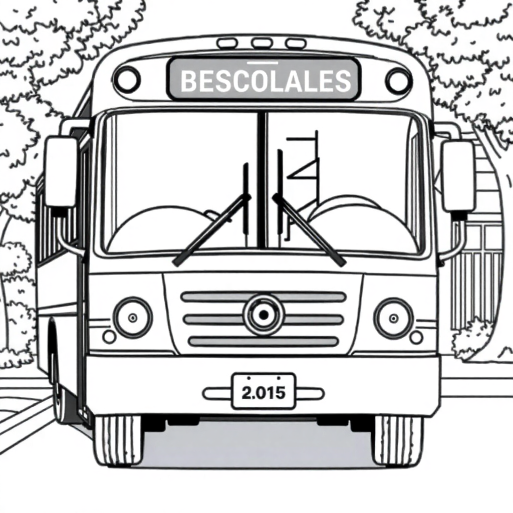 Ônibus Escolar em Frente à Escola