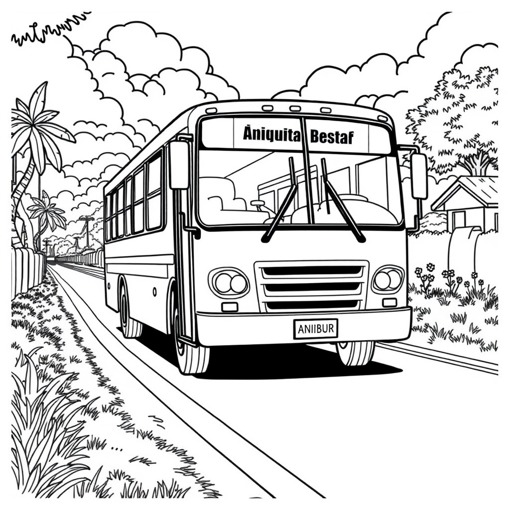 Ônibus Escolar em uma Estrada Rural
