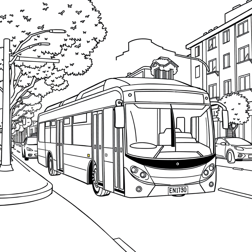 Ônibus Moderno em uma Avenida