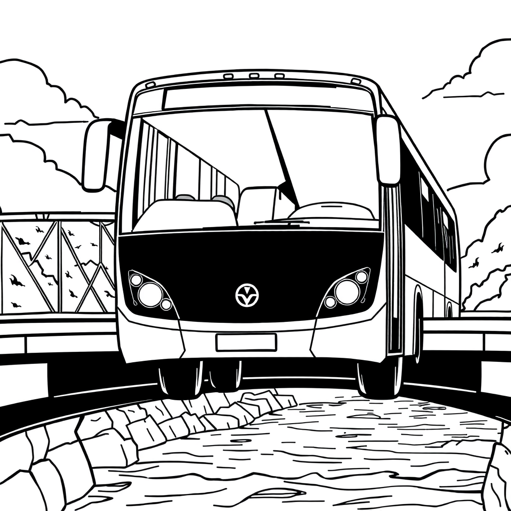 Ônibus Passando por uma Ponte