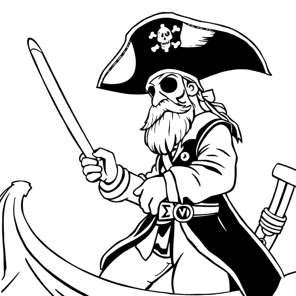 Capitão Pirata no Convés do Navio