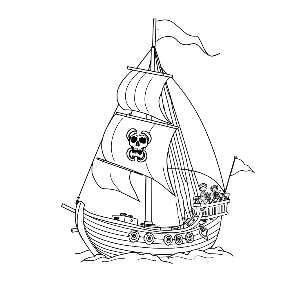 Navio Pirata com Velas Abertas