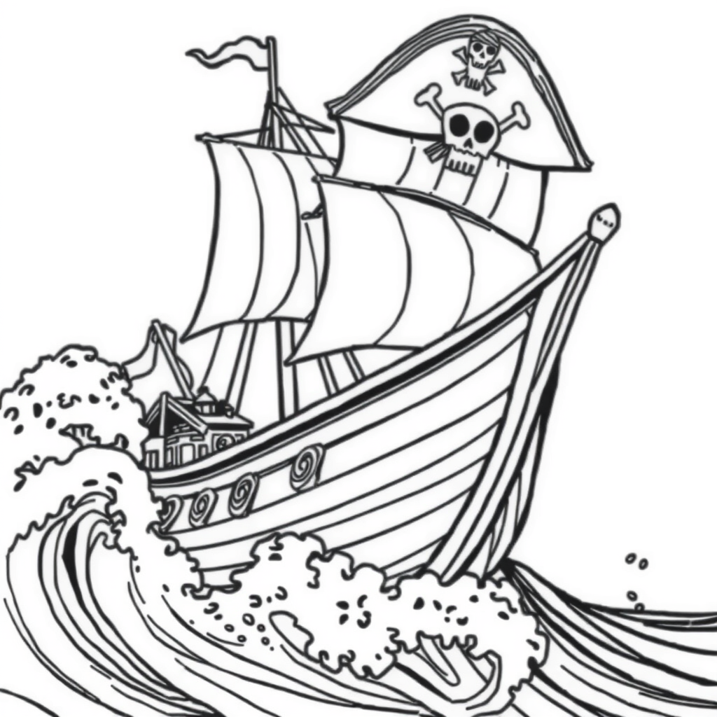 Navio Pirata em Grandes Ondas
