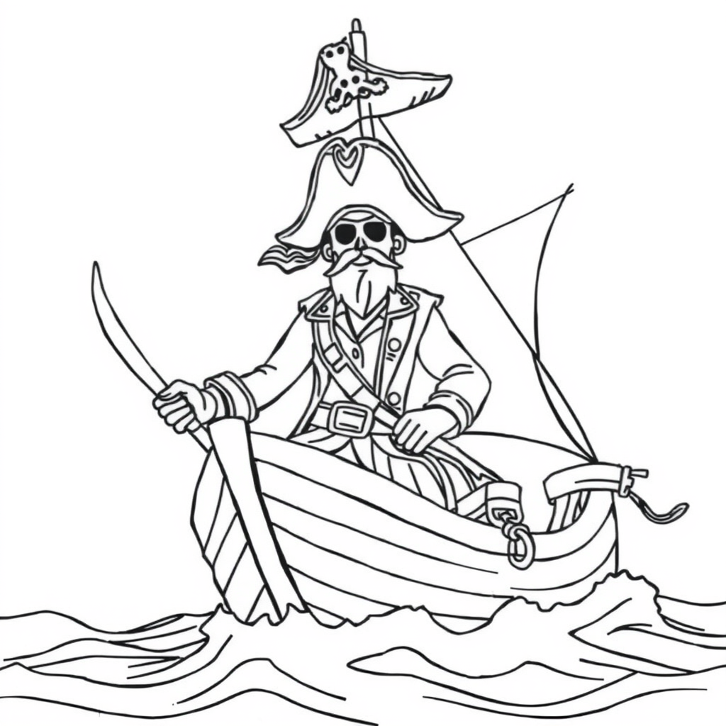 Navio Pirata Navegando em Alto-Mar