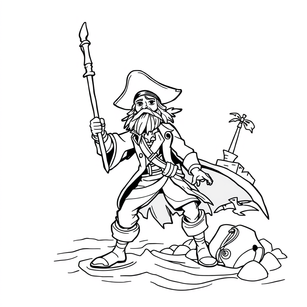 Pirata Cavando na Ilha do Tesouro
