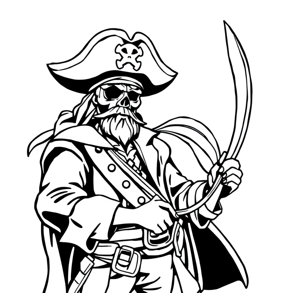 Pirata com Chapéu e Papagaio