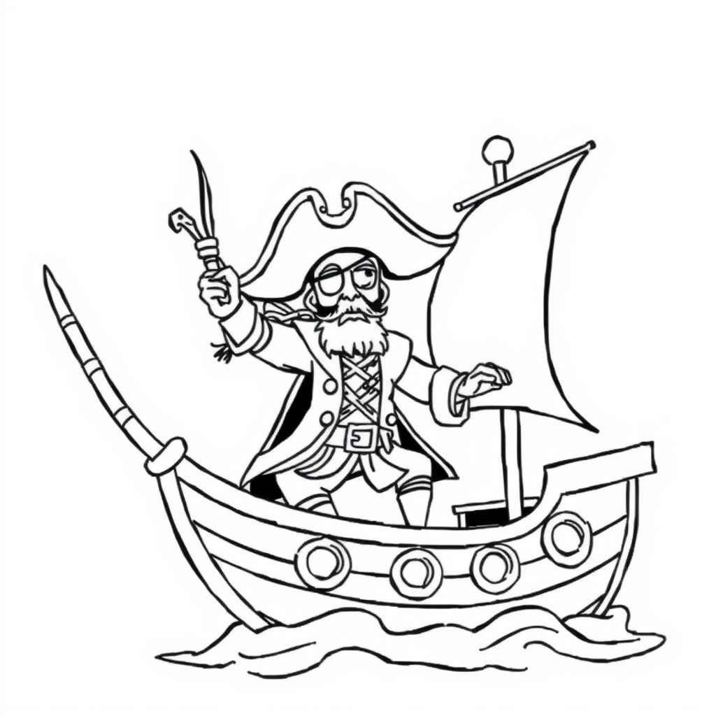 Pirata em um Barco a Remo