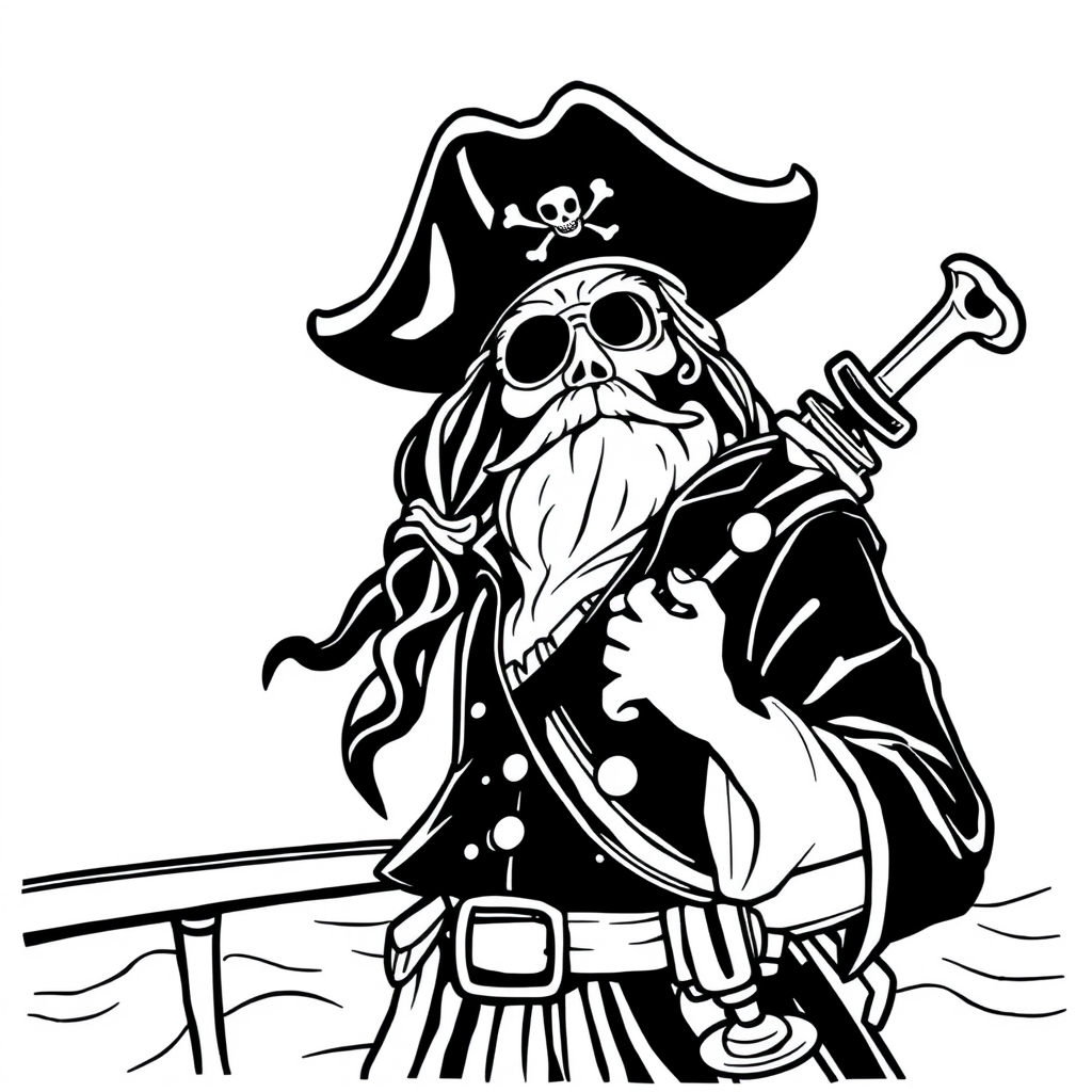 Pirata Observando o Mar com Luneta