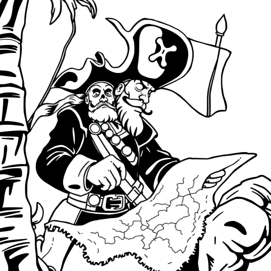 Pirata Segurando um Mapa Antigo