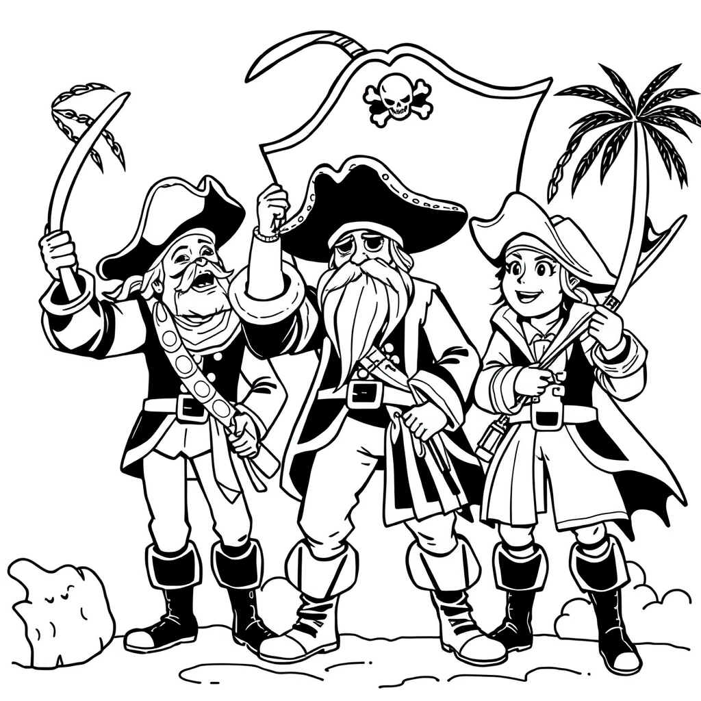 Piratas Celebrando a Descoberta do Tesouro