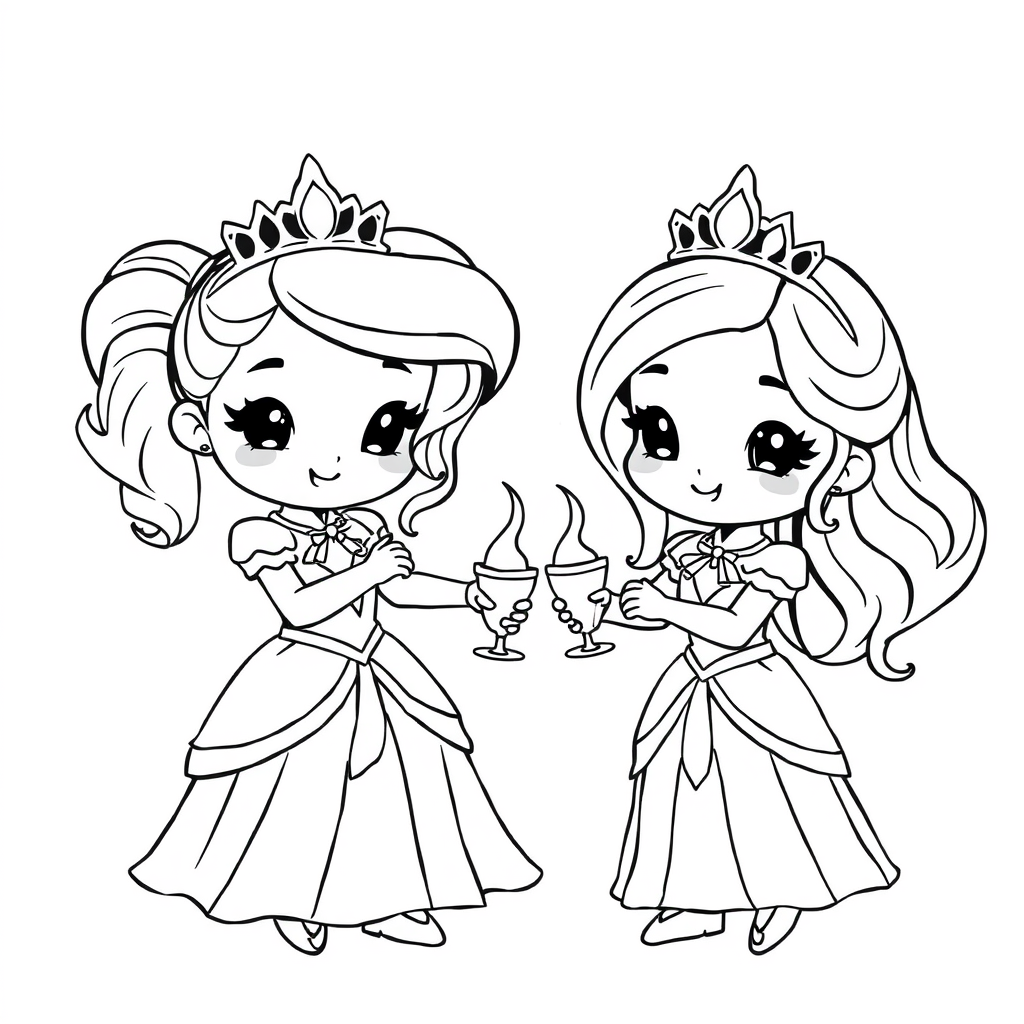 Duas Princesas Kawaii Brincando Juntas