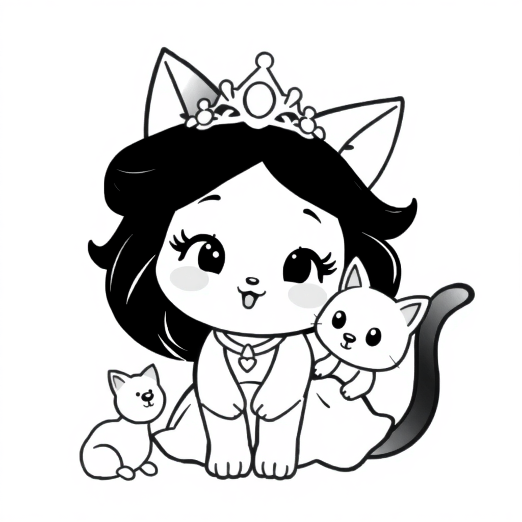 Princesa Kawaii com um Gatinho