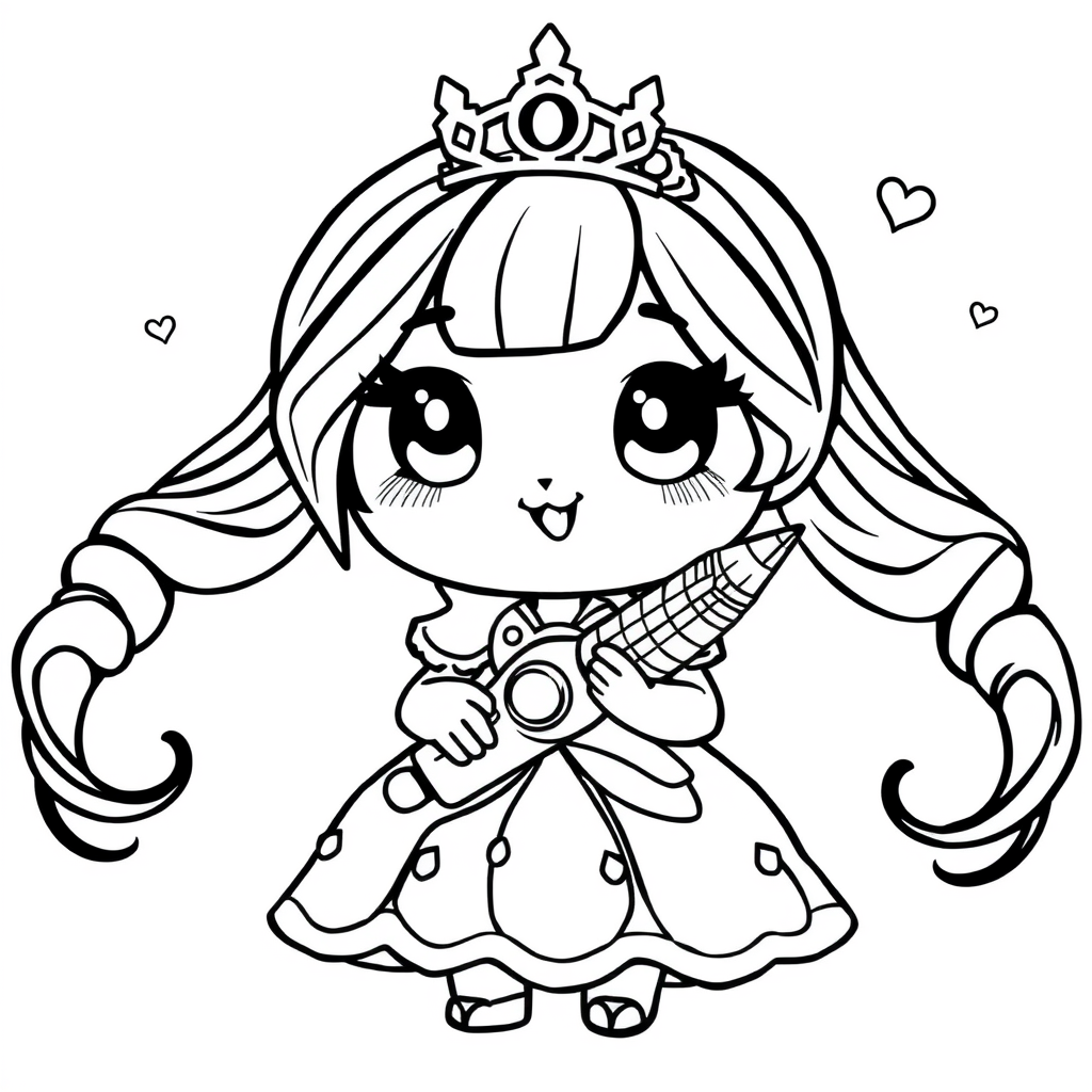 Princesa Kawaii com um Unicórnio