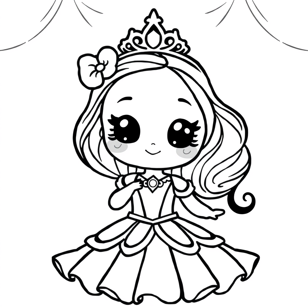 Princesa Kawaii com Vestido de Baile