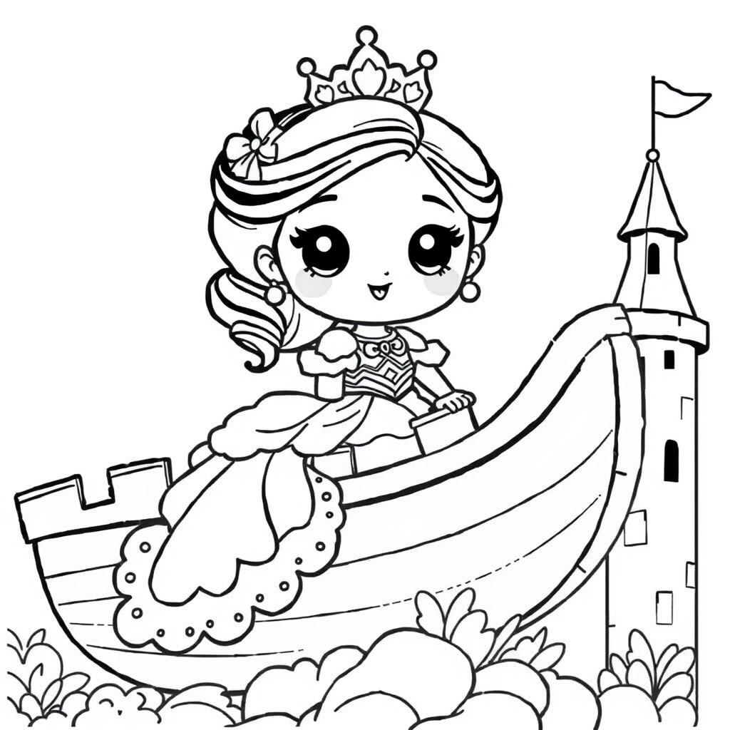 Princesa Kawaii em uma Varanda do Castelo