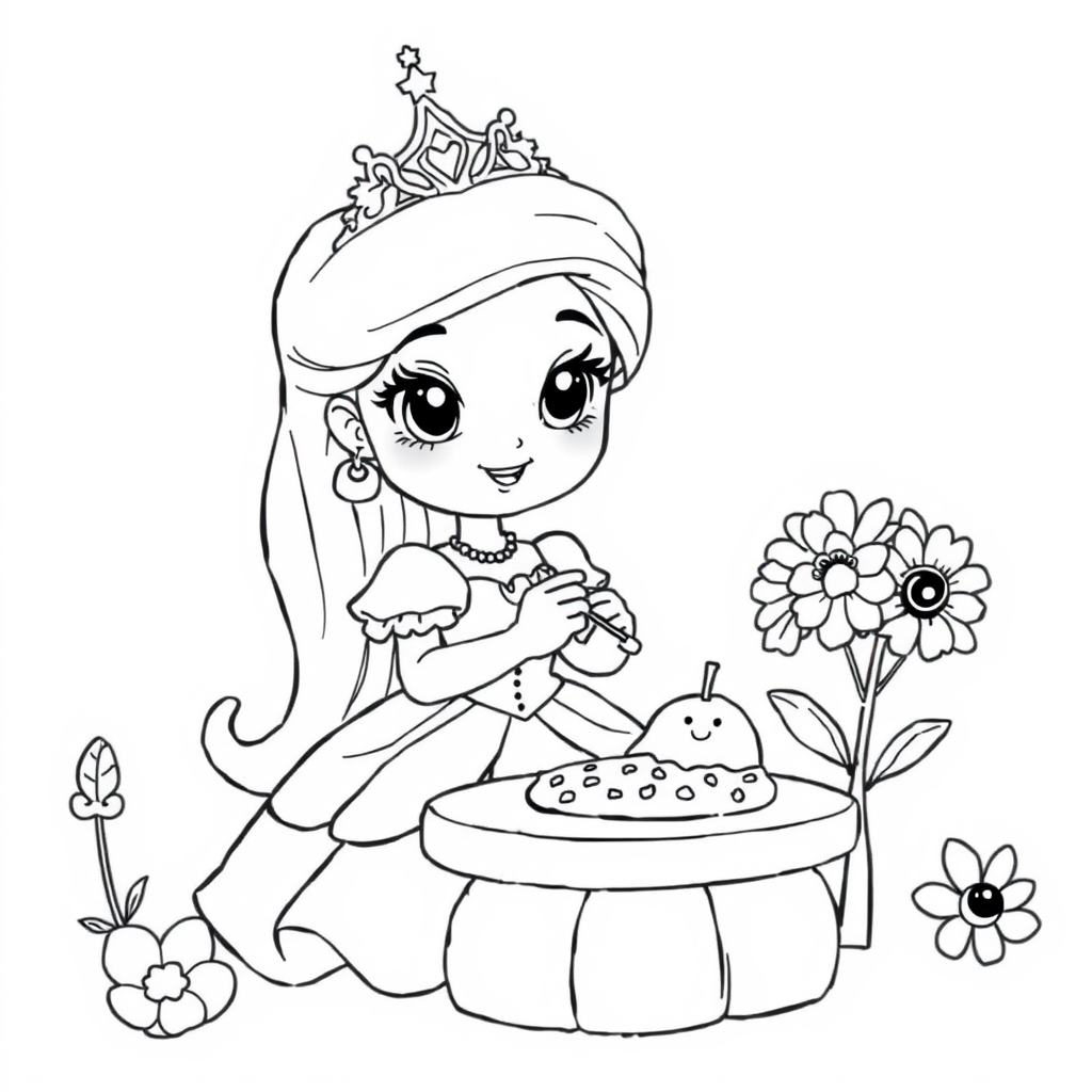 Princesa Kawaii Fazendo um Piquenique