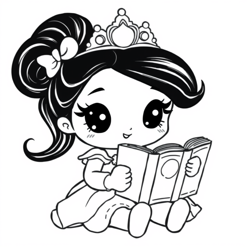 Princesa Kawaii Lendo um Livro
