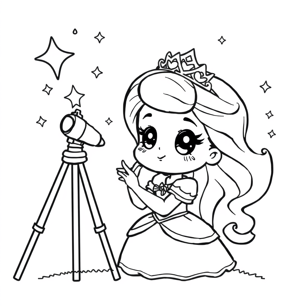Princesa Kawaii Observando as Estrelas
