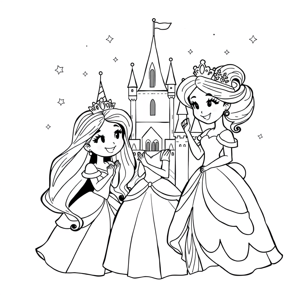 Princesas Kawaii Celebrando no Castelo