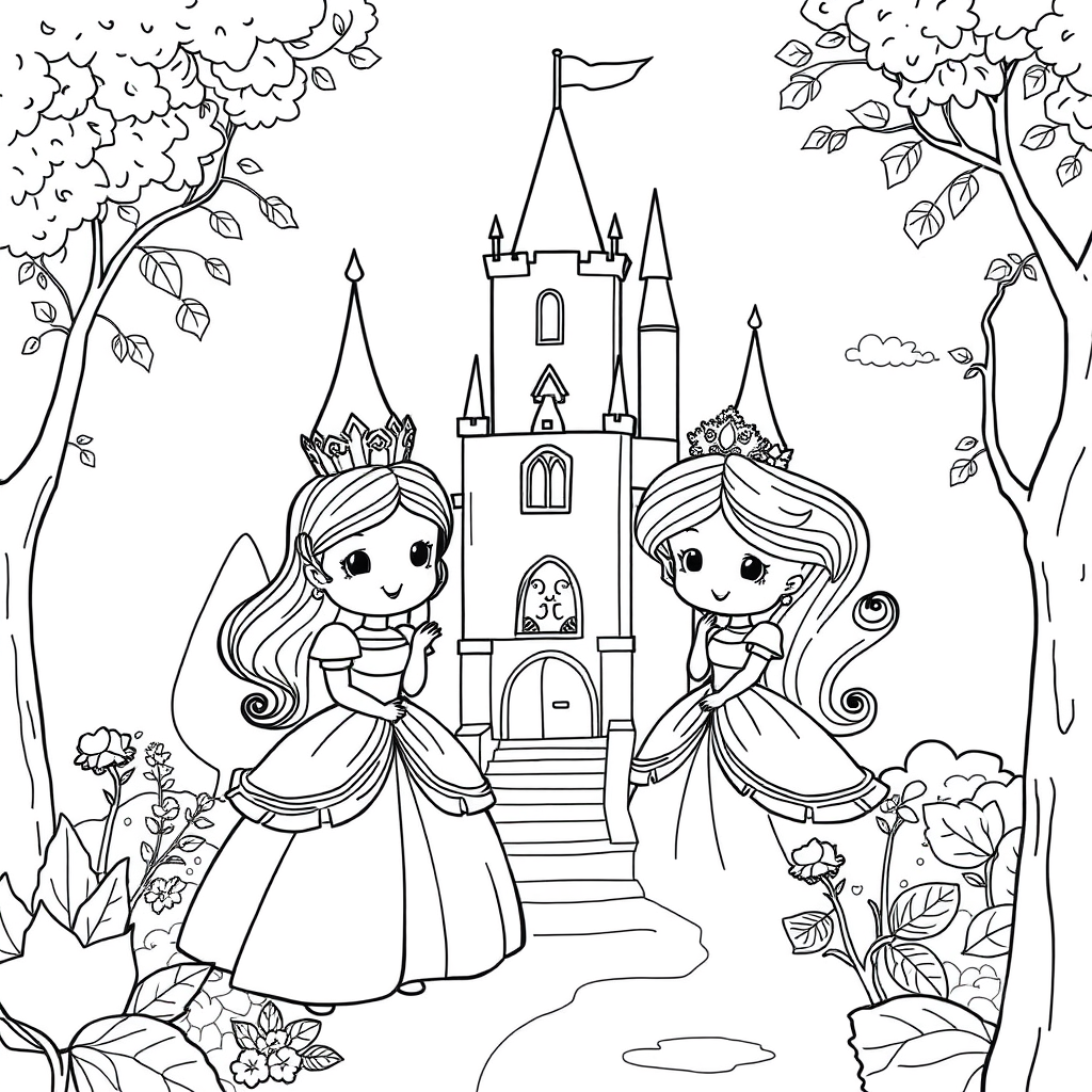 Princesas Kawaii no Jardim do Castelo