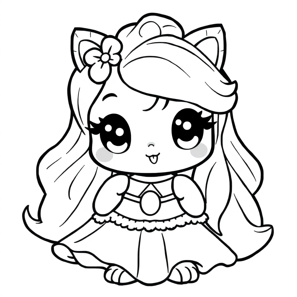 Princesas Kawaii para Colorir