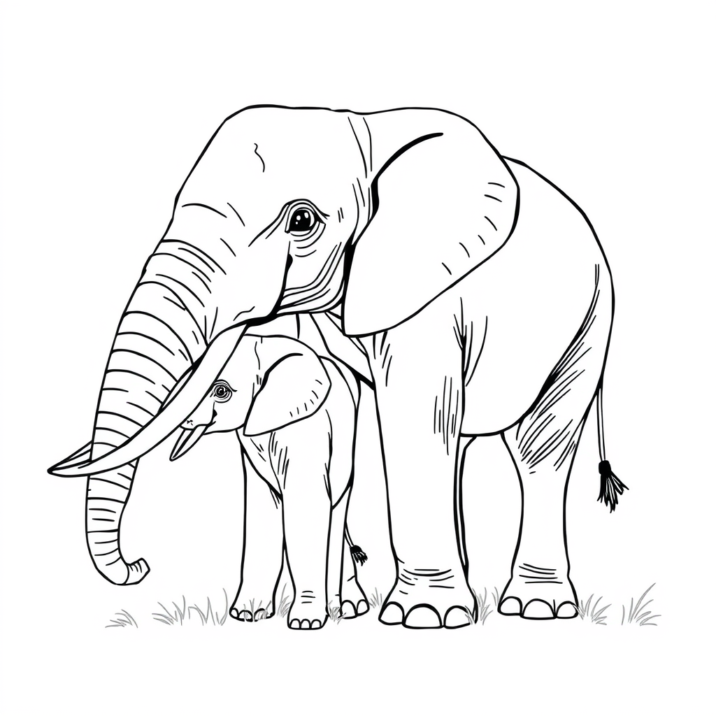 Elefante com seu Filhote