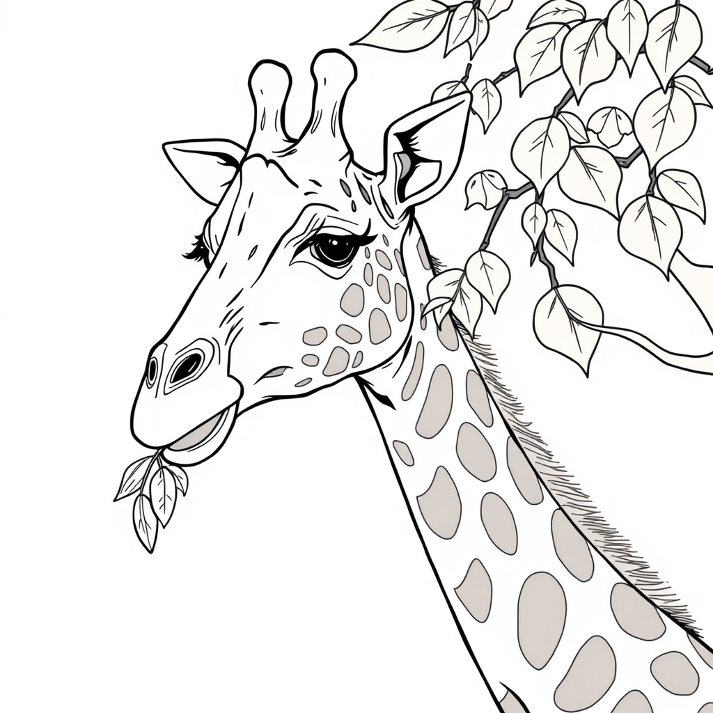 Girafa Comendo Folhas de uma Acácia