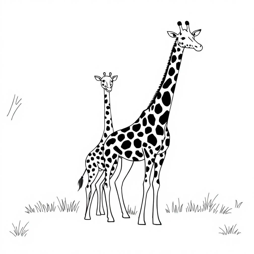 Leão e Girafa na Savana