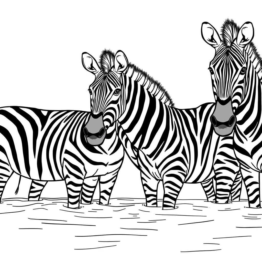 Zebras Reunidas Perto da Água