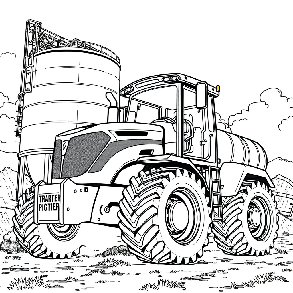 Trator Gigante Perto de um Silo