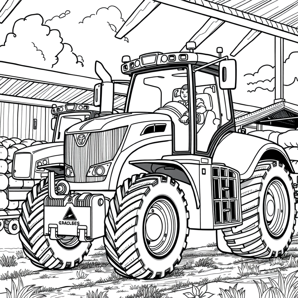 Tratores Gigantes em uma Fazenda