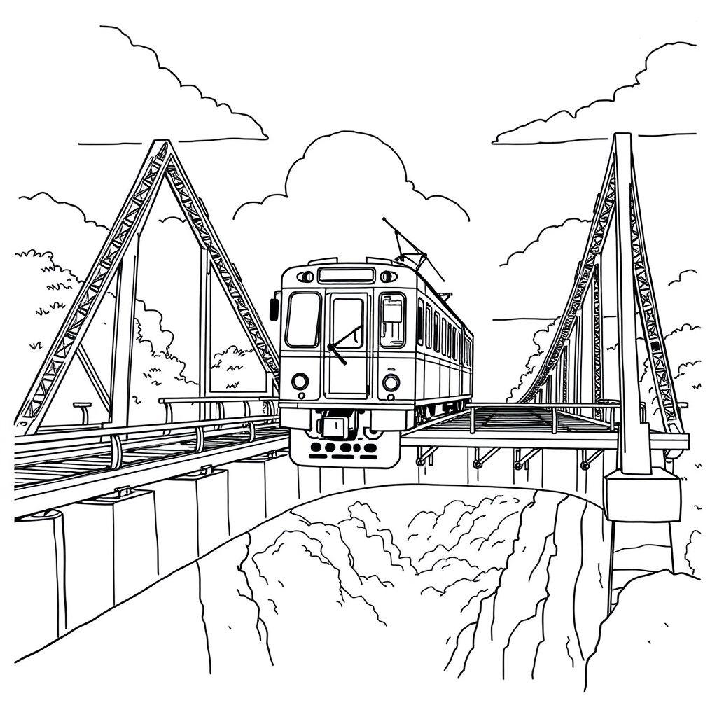 Trem Atravessando uma Ponte de Ferro
