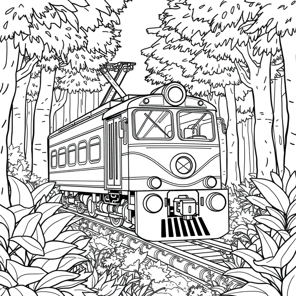 Trem Cruzando uma Floresta